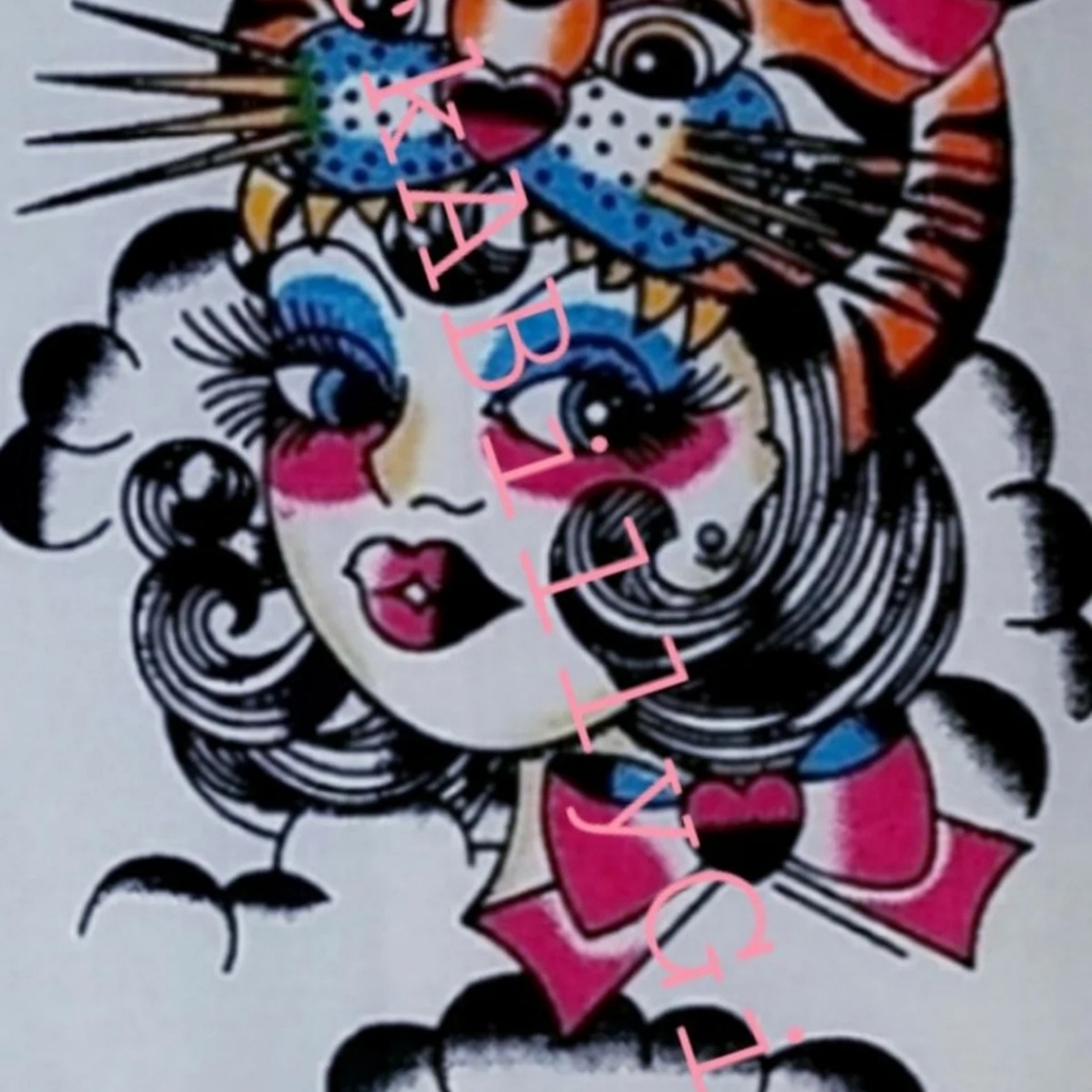 Sourpuss LiL Lula & On The Prowl 2pc Tattoo Art Hand Towels by Mimsy Gleeson - Picture 3 of 6